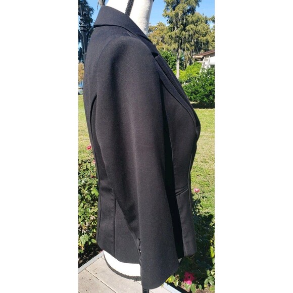 White House Black Market Women’s Jacket Blazer 8 Black 3/4 Sleeve Pleated Collar - Picture 4 of 11